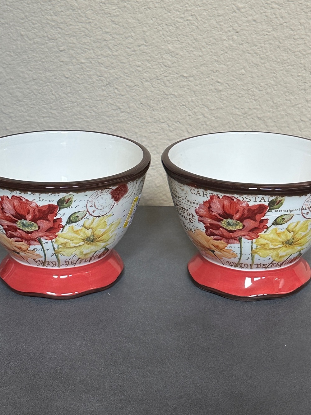 Pier 1 Imports Earthenware Bowls, Set Of 2, 5” Diameter, “Spring Blooms” Pattern